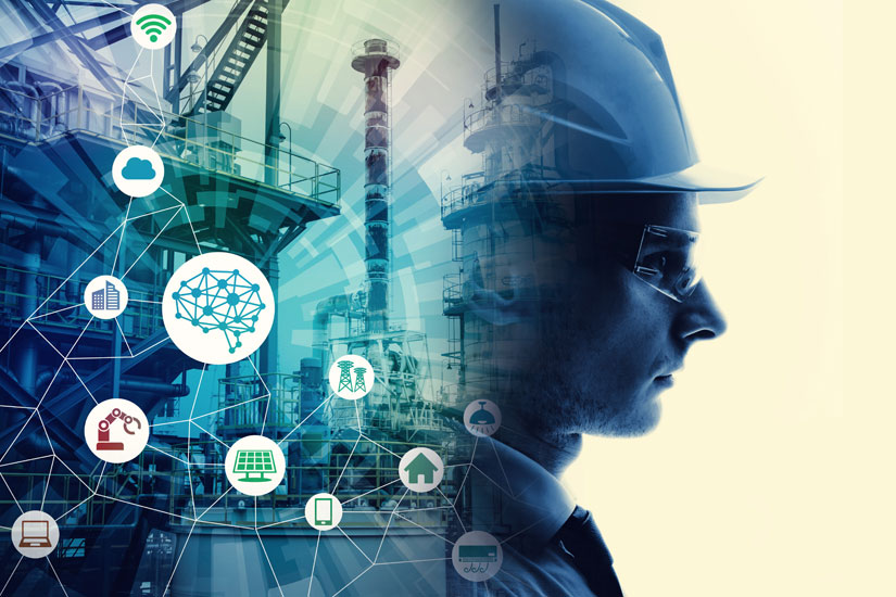 Stock photo with manufacturing icons.